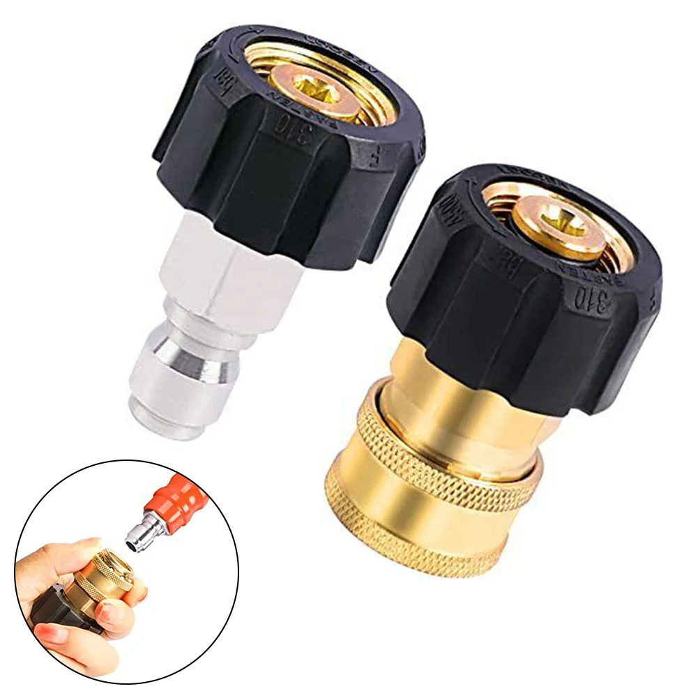 M22 14mm to 3/8 inch Quick Connect Adapter Set Brass Construction for Pressure Washer Hose and Pump Integration