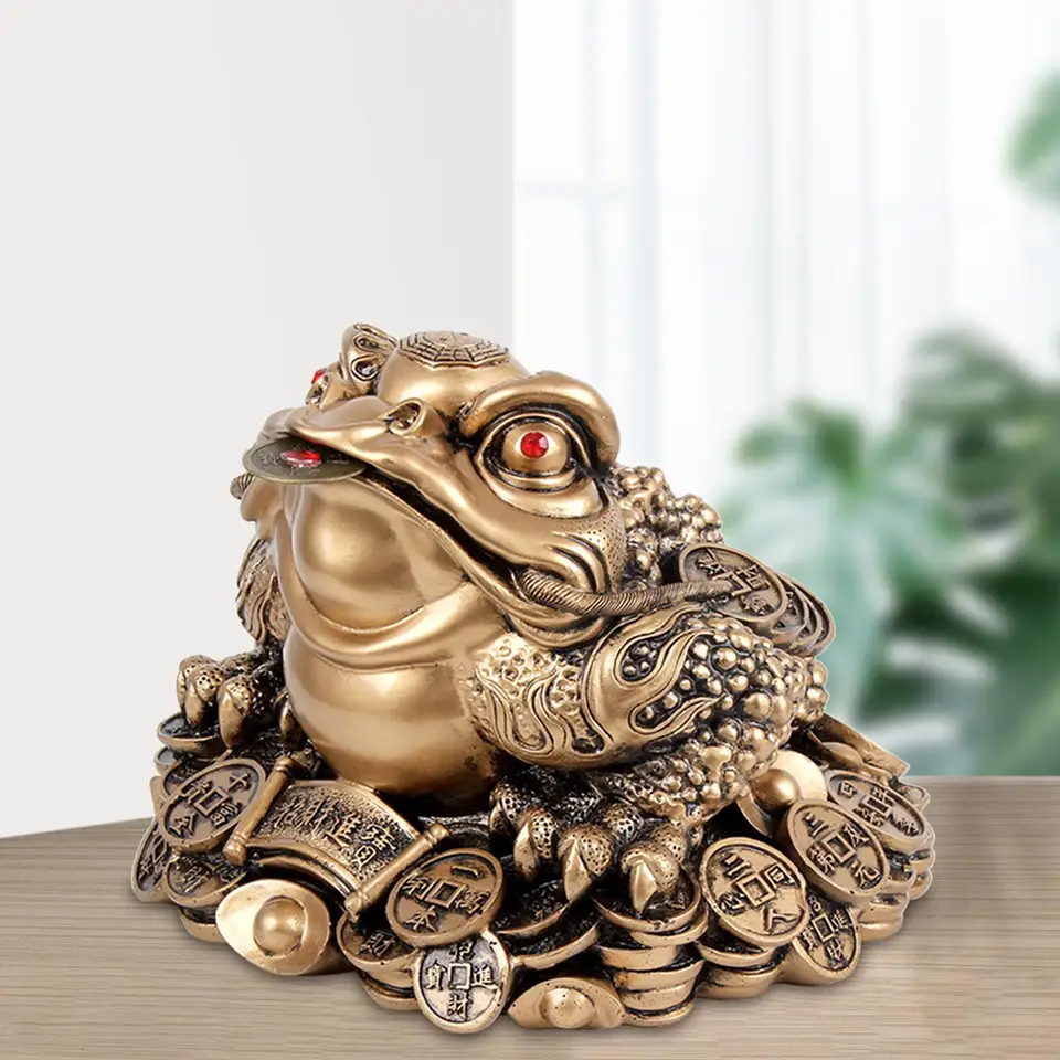 樹脂製の中国のラッキーなお金のカエルの像、3つの脚のtoad、新築祝い