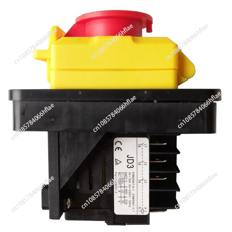 KJD11 JD3 8‑Pin Push‑Button Switch, 16A 230V Waterproof Electromagnetic On‑Off Industrial Control Switch