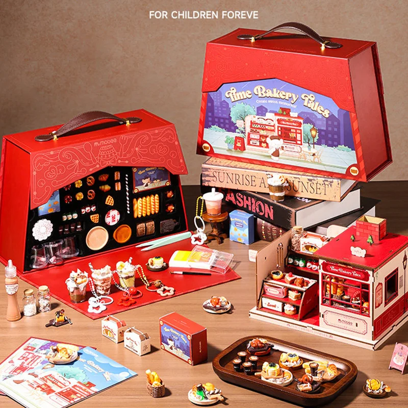 

Mobee Diy Baking Play Set Mini Bakery House Diy Craft Kit Refrigerator Magnet Pretend Play Children Toy Surprise Holiday Gifts