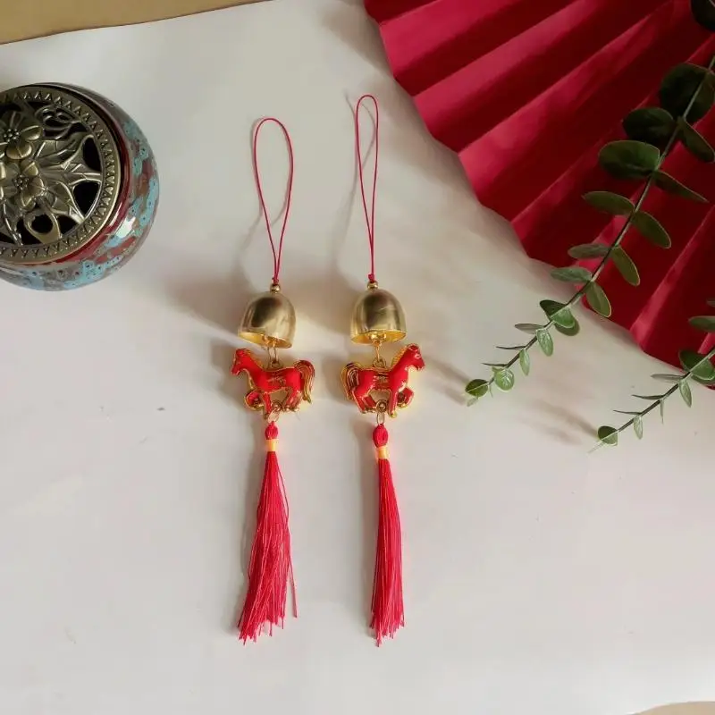 حار 1 قطعة 2026 سنة الحصان الرياح الرنين قلادة حبل طويل الحلي لباب السيارة ديكور المنزل محظوظ سحر معلق الديكور 23 سنتيمتر #4