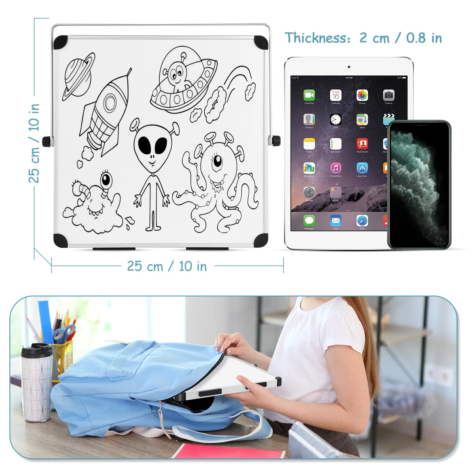 Dry Erase Board Mini Boards Desktop Whiteboard Home Office with Stand Lap Double-sided