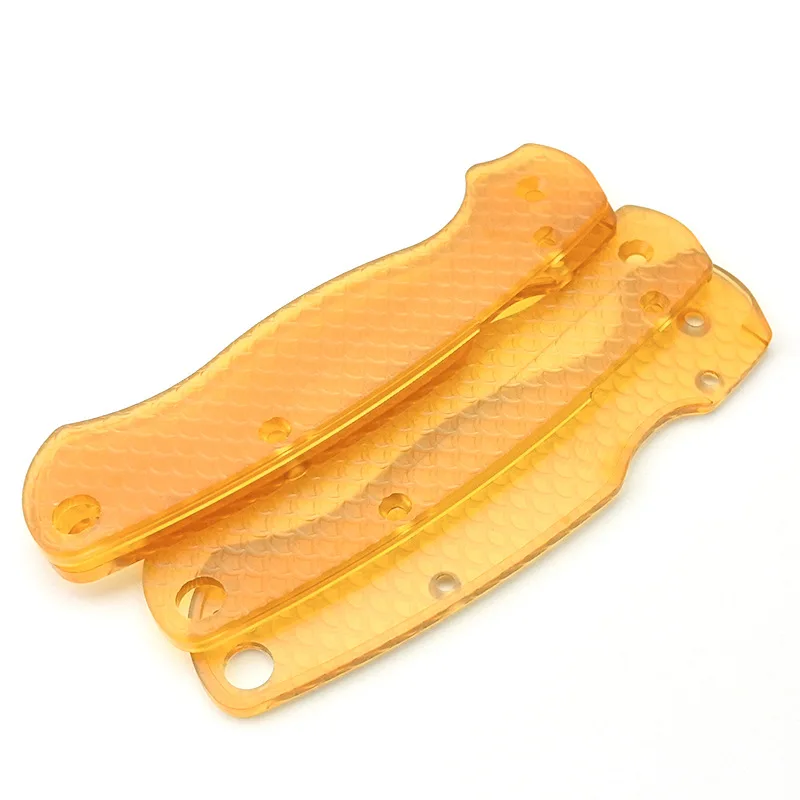 1 Pair PEI Handle Patches (Transparent Fish Scale Pattern) - Fits Spyderco C81 Paramilitary 2 Folding Knife