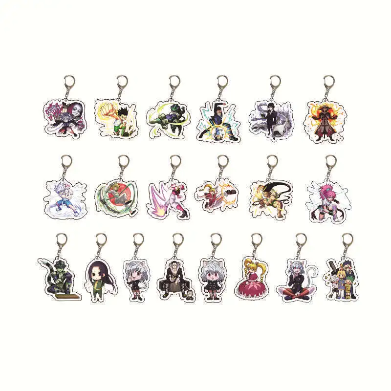 Hot Anime Animation Derivatives Jay Freedle Killua Zaoldyck Kurapika Leorio Hisoka Acrylic Q-version Card Keychain Present