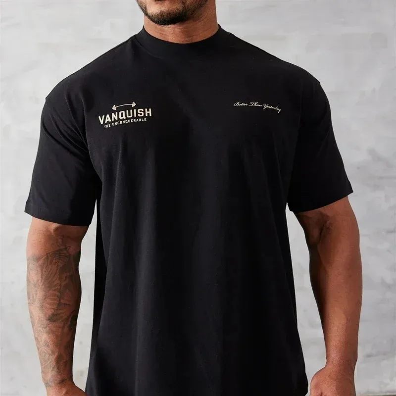 T-shirt oversize da uomo T-shirt sportiva in cotone moda girocollo manica corta da corsa T-shirt da allenamento estiva palestra fitness top sportivi