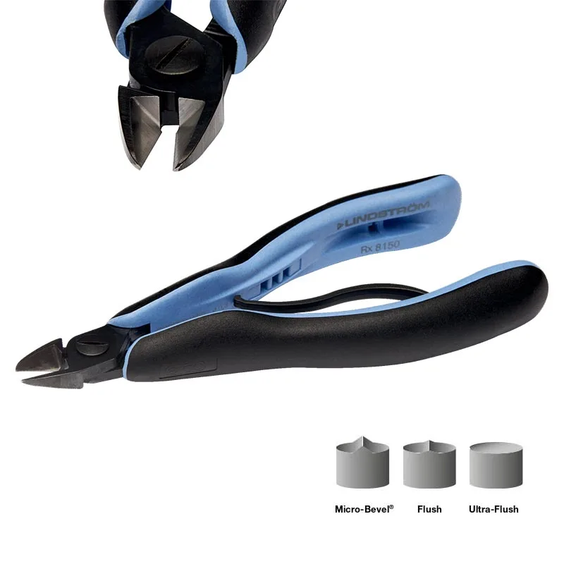 Lindstrom RX-8150 Ergo Micro-Bevel Precision Diagonal Cutter Oval Head 0.3-1.6mm ESD Safe Bio Spring Jewelry Wire Cutting Tool