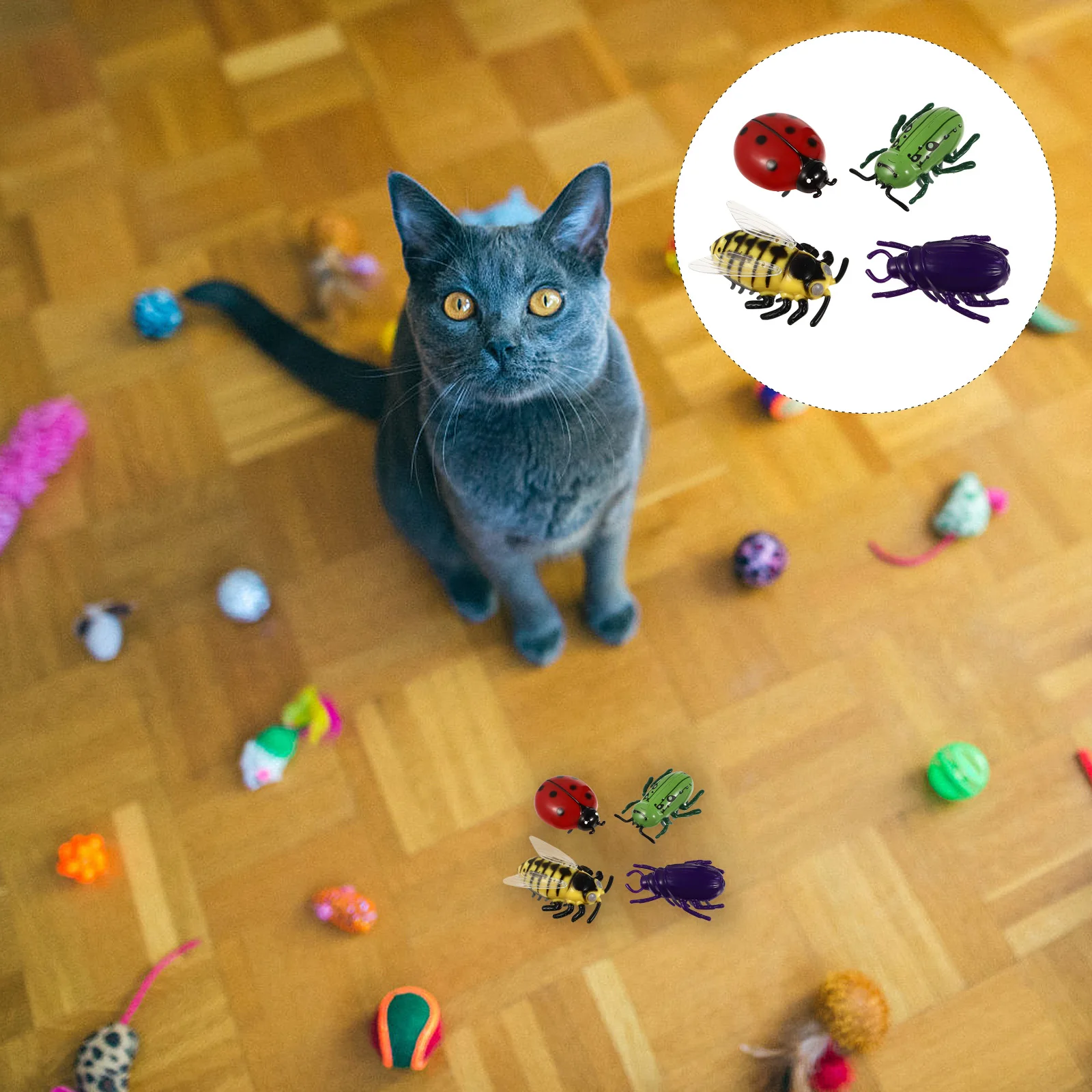 4 Pcs Electric Cicada Toys Automatic Moving Insects Vivid Color Design Powered Kids Cats Toy Spider Exploration