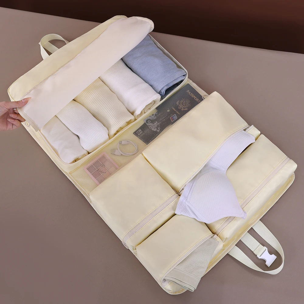 Bolsa de almacenamiento de ropa de viaje colgante 7 en 1, organizador de equipaje, bolsa de separación de ropa interior, bolsa de almacenamiento plegable para armario
