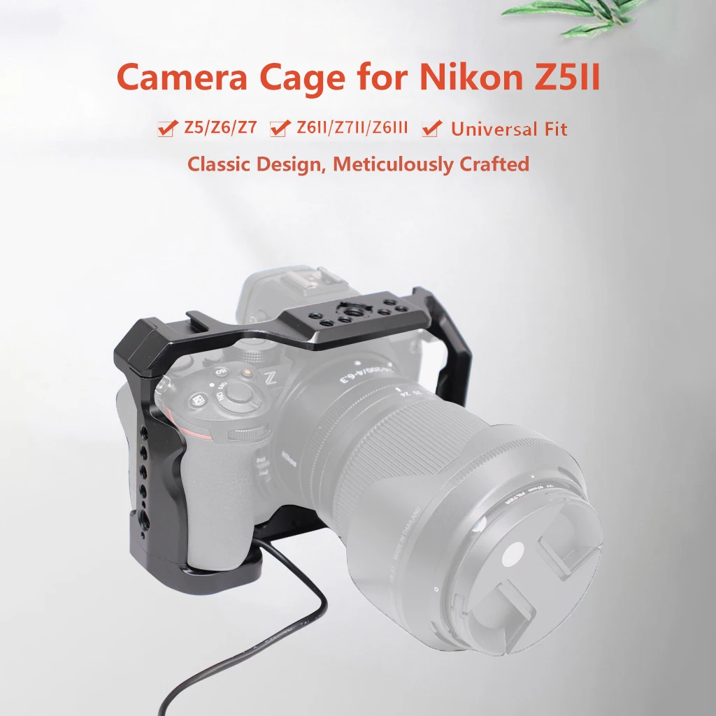 Kamerakäfig für Nikon Z6III / Z5II Z6II Z7II Z5 Z6 Z7 mit Kaltschuhhalterung 1/4 3/8 Zoll Locherweiterungsrahmen aus Aluminiumlegierung – Detail 1