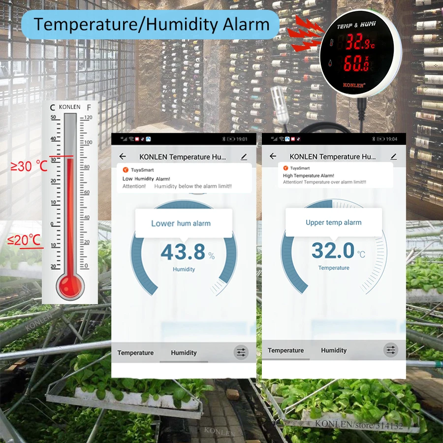 WIFI sensore di umidità della temperatura esterno digitale Smart Life igrometro termometro ambiente impianto frigorifero incubatore