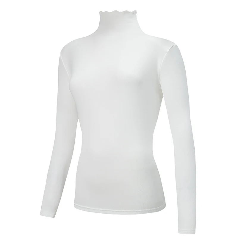 1/3 Stück Herbst- und Winter-Damen-Oberteil in Übergröße 1XL-5XL, warmes, hochgeschlossenes Oberteil, bequemes, langärmliges, schwarzes Basic-Shirt mit Rüschenkante – Detail 12