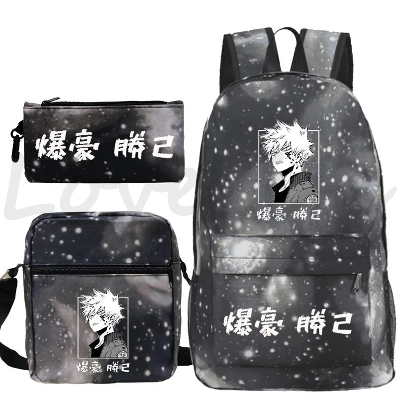 Anime Boku No Hero Academia Bakugou Print Mochila para meninos e meninas, mochila escolar para crianças, mochila de desenhos animados para crianças