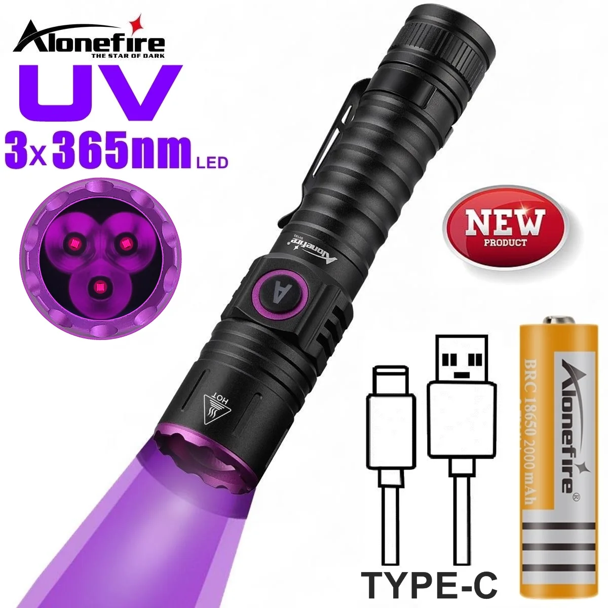 15W UV 365nm wysokiej mocy Blacklight latarka USB niewidoczny marker z tuszem kot pies mocz Tinea rudy pieniądze skorpion światło fluorescencyjne