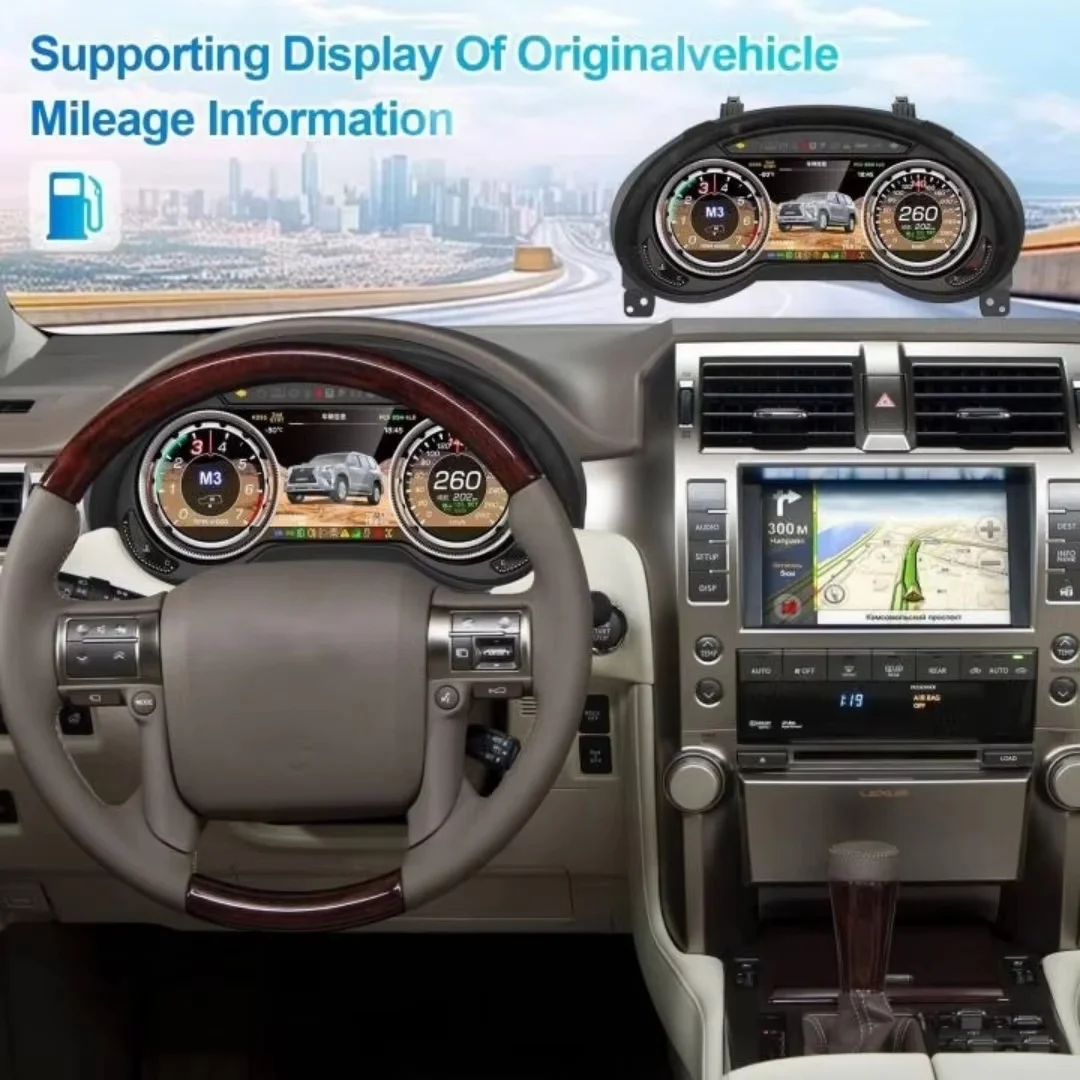 

For Lexus GX400 GX460 2010 2011- 2021 Virtual Digital Cluster LCD Dashboard Panel Speed Meter Cockpit Instrument Linux Car Radio