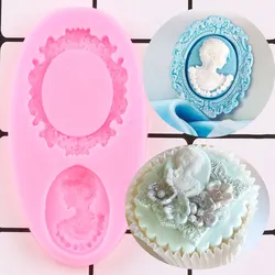 Oval Cameo & Oval Frame Fondant Mold Miniature Frame Silicone Mirror Sugar Fondant Cake Decorating Tools Baking Silicone