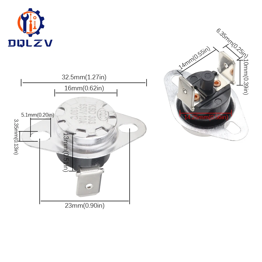 Manual KSD301/KSD303 45C-150C 50C 55C 60C 65C 70C 75C 80C 85C 90C 95C Degrees Celsius Reset Thermostat Temperature Switch