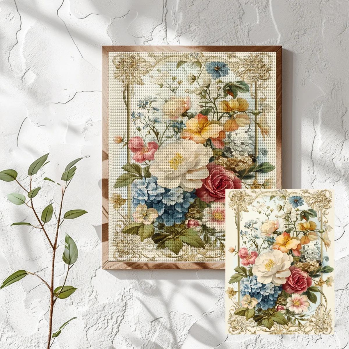 1pc 40X50CM/15.74*19.7inch Flower Stamped Cross Stitch Kit DIY Kit 11CT/14CT DIY Embroidered Set DIY Cross-Stitch Set Joy Sunday view 2