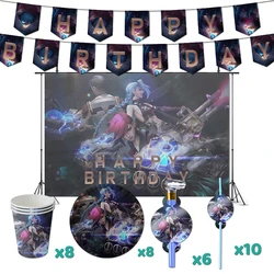 arcane Birthday Party Decorations Game Theme Supplys Banner Cups Plates VI Jinx