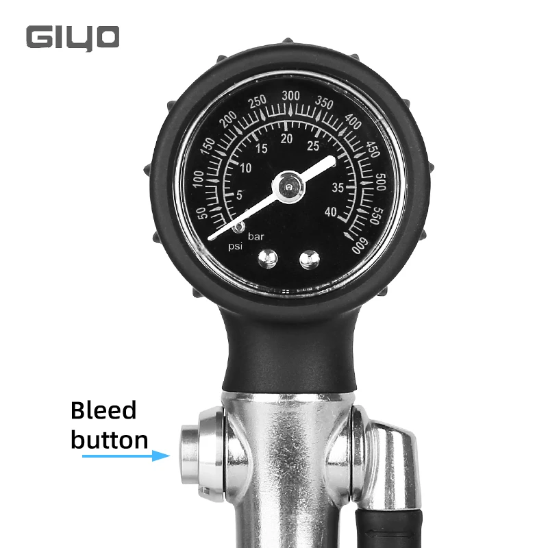 Giyo 600psi MTB Fork Rear Suspension Pump Bicycle High Pressure Schrader Inflator Road Bike Cycling Air Shock Hand Pump w Guage