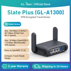 GL.iNet Slate Plus (GL-A1300)Wireless VPN Encrypted Travel Router– Easy to Setup, Connect to Hotel WiFi & Captive Portal
