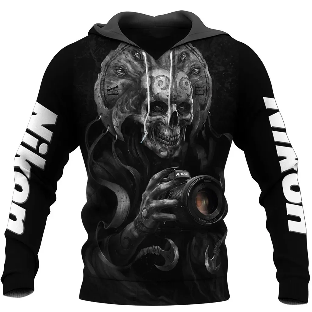 Fashion Skull camera 3D Print Hoodie Man Women Zipper Pullover Sweatshirt Casual Unisex Jacket Style-D-644