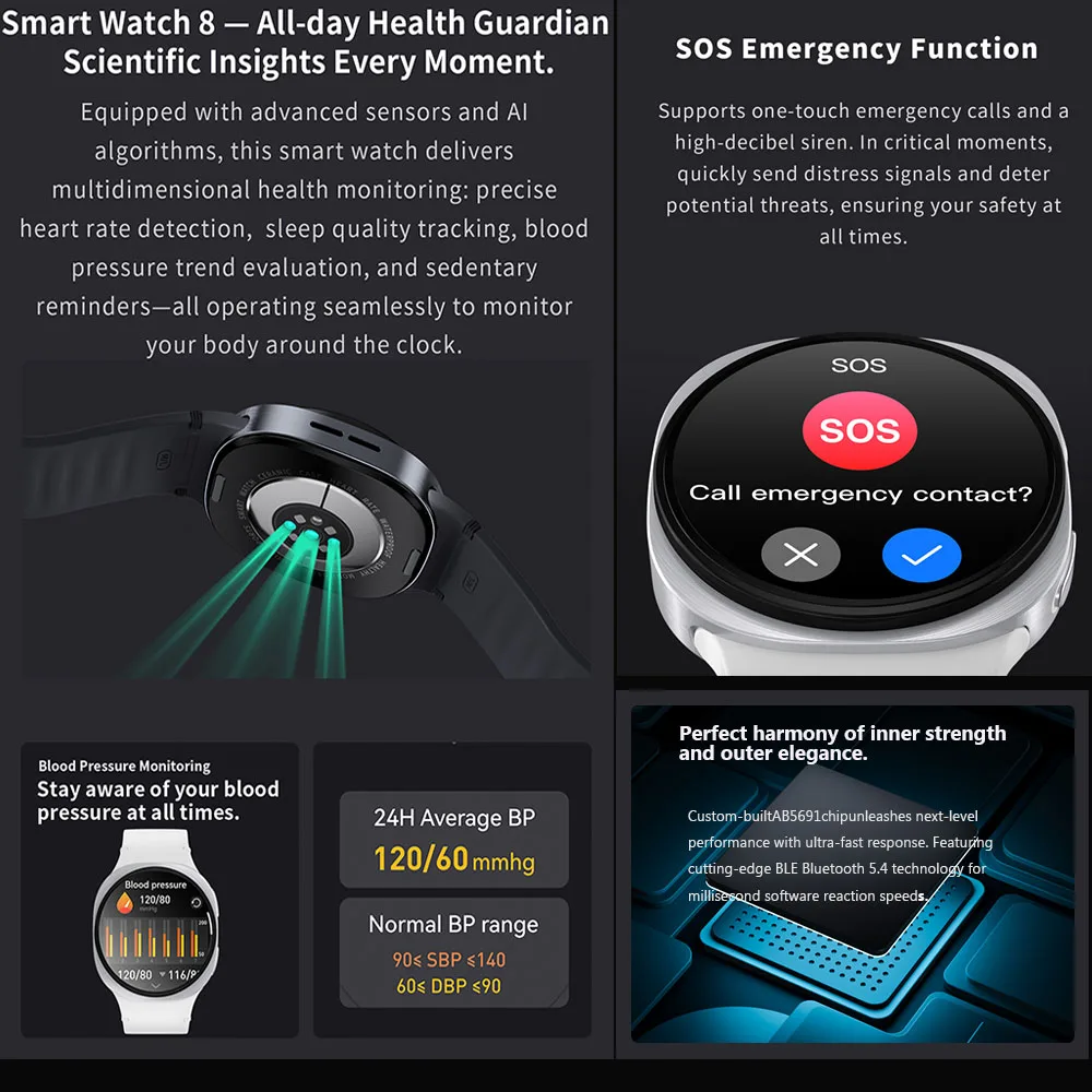 2025 ساعة جديدة 8 الترا لتحديد المواقع المسار الساعات الذكية للرجال النساء الصحة الرياضة AMOLED معدل ضربات القلب بلوتوث دعوة مقاوم للماء Smartwatch
