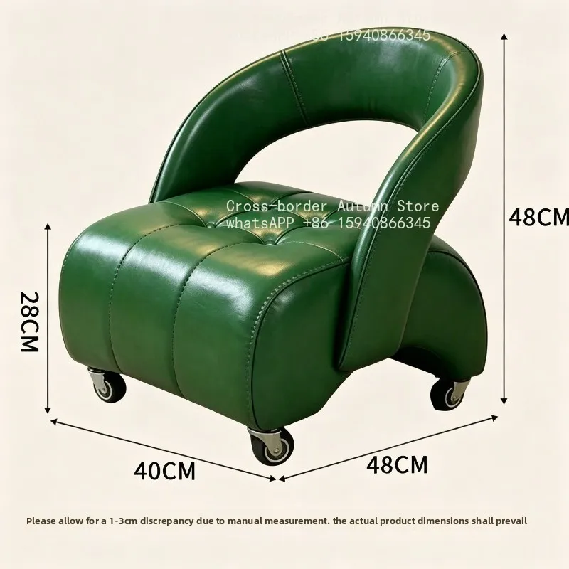 Silent Universal Wheel Rolling Stool With Backrest Household Pulley Low Chair Scoot Stool For Living Room Indoor Sofa Side Seat