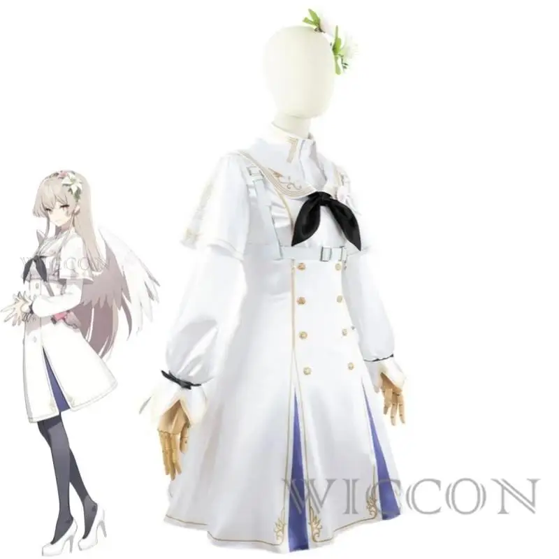 Game Blue Archive Kirihuji Nagisa Cosplay Costume Wig Anime Project MX Trinity General School Sexy Woman White Dress Halloween