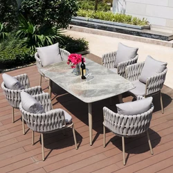 Tables d'extérieur de balcon de luxe, chaise en rotin, tables de salon nordiques, meubles de maison gris