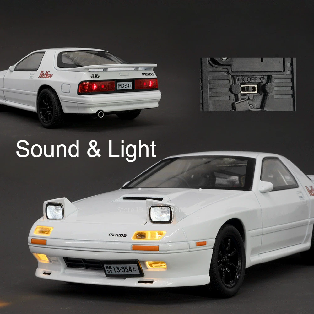 1:24スケール RX7-FC MX-5 カーモデル おもちゃ 音楽 ライト プルバック 車両 メタルダイキャスト スーパーカーモデル 子供 男の子 ホリデーギフト