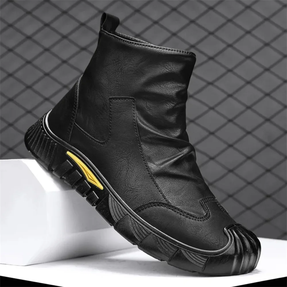 

2025 Men Chelsea Boots Slip-on Waterproof Ankle Boots Retro Black Men Fashion Boots Motorcycle Shoes Plus Size 2024