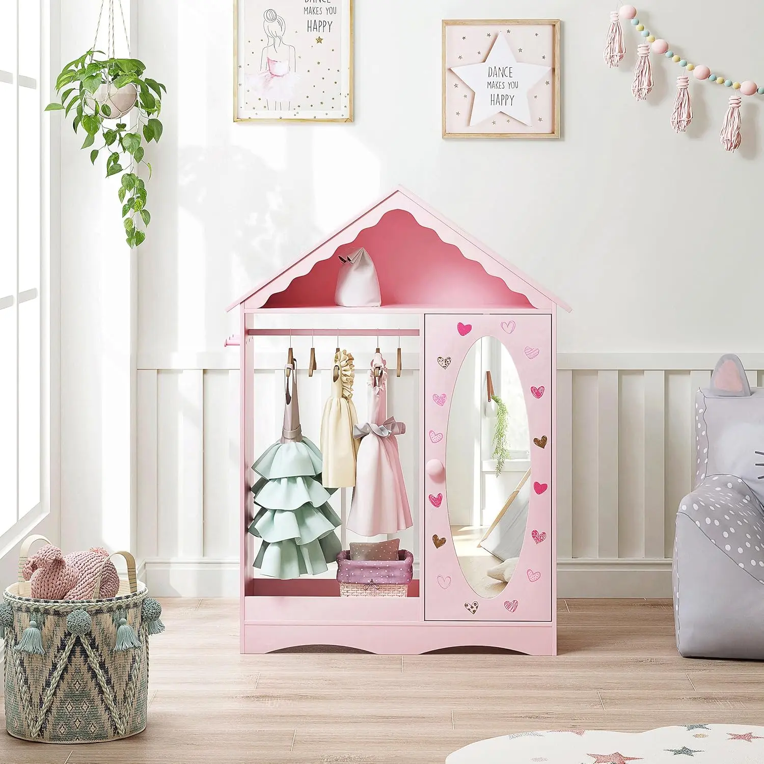 Rangement Kiev illage pour enfants avec miroir, armoire pour enfants, habillage pour petites filles, devant ouvert, orgue de costume pour enfants