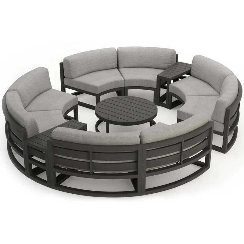 Outdoor sofa, courtyard villa garden outdoor round leisure chair, combined aluminum alloy waterproof open-air balcony furniture