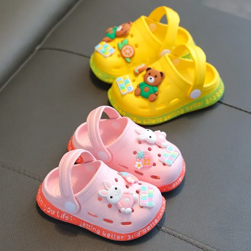 kids baby Girls Summer Sandals: Soft Sole Toddler children Indoor Slippers Cartoon Boys Breathable Hollow Shoes