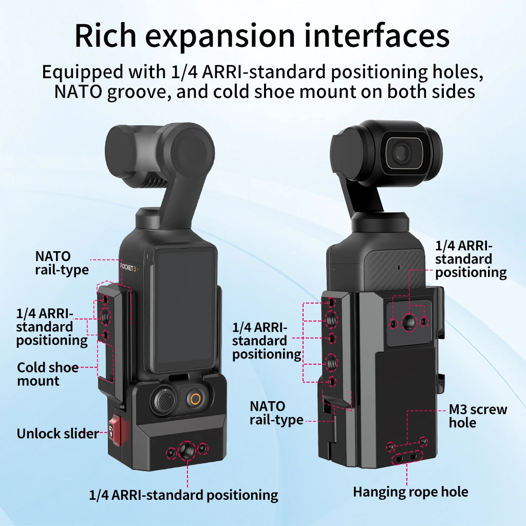 Verstellbare Magnetische Basis Pocket3 Erweiterungshalterung Stativadapter für DJI OSMO Pocket 4 Starke Saugkraft Auto-Halterung Kamera-Käfig-Rig – Detail 9