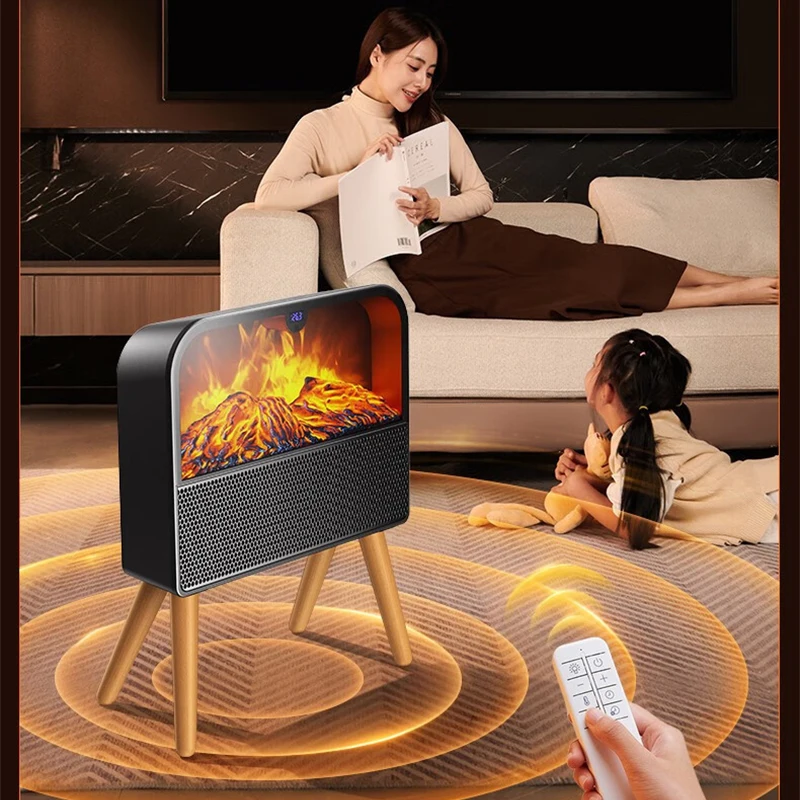 Infrared Graphene Heater Retro Design High Polymer Purifying Air Quick Heating 3D Fireplace Bathroom Wall-mounted