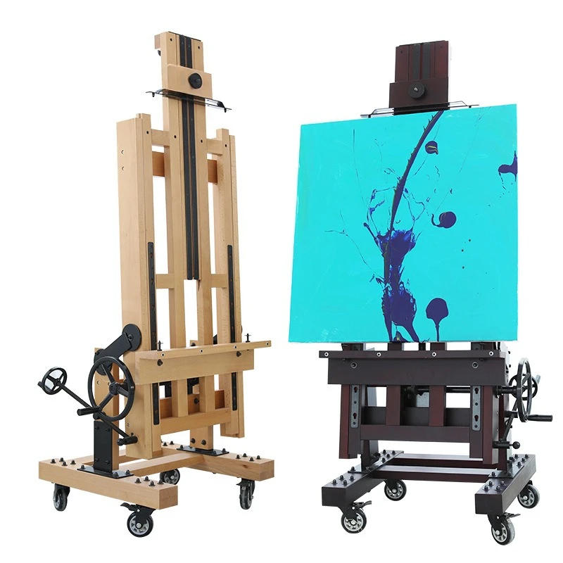 Beech multi-functional adjustable oil painting stand large easel flat and dual-purpose