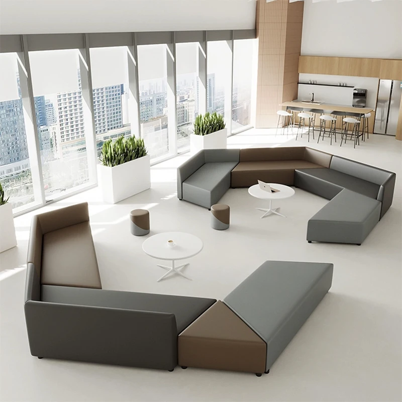

Luxury Leather Modern Modular Sectional Office Sofa with High-Density Sponge for Hospital Hotel Commercial Reception Areas