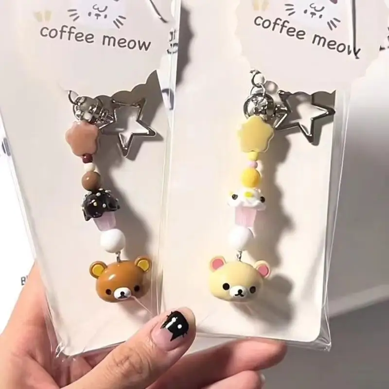 Rilakkuma Cartoon Keychain Zipper Accessories Cute Mobile Phone Chain Camera Pendant Ccd Decoration Holiday Gifts for Boys Girls