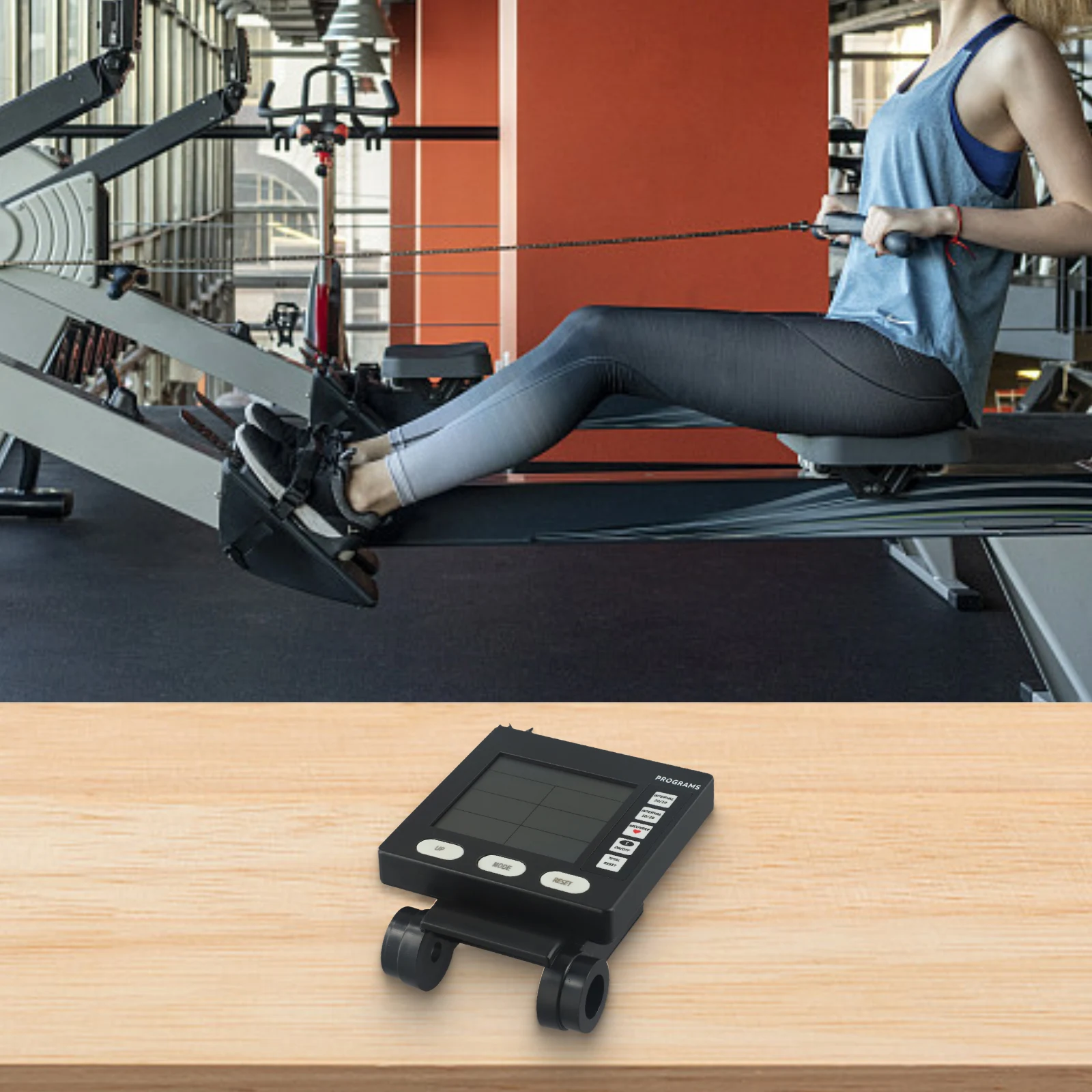 

Приблизительно Mm в счетчике ЖК-дисплей Общий пробег Вес Калории Пробег Многофункциональный гребной тренажер с именем продукта