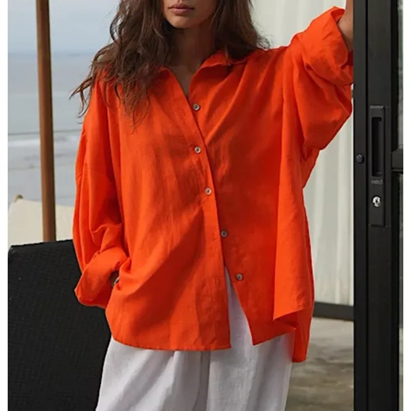 Casual Shirt 2026 Spring and Summer Fashion Versatile Lazy Fashion Casual Solid Color Simple Loose Shirt