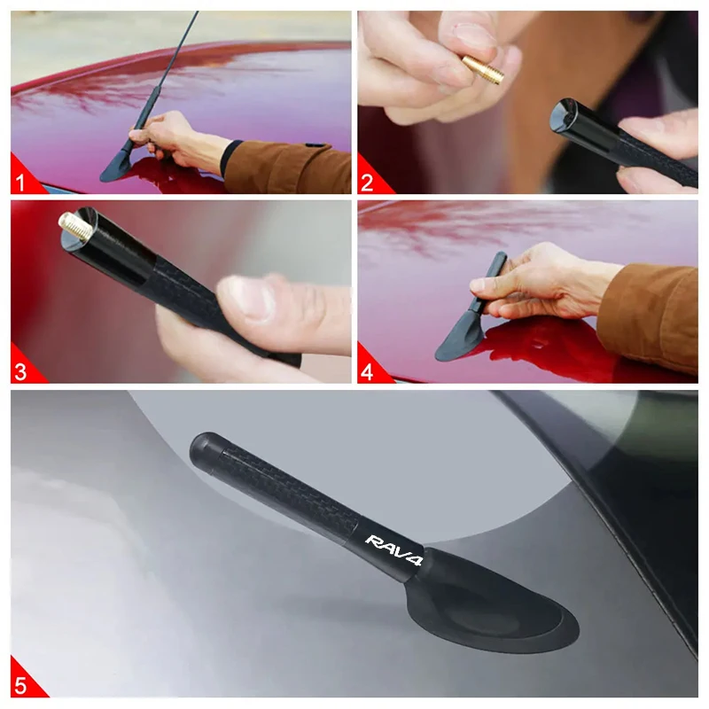 Antena de sinal aprimorada para rádio de carro, 8cm, fibra de carbono, acessórios automotivos para toyota rav4 20 30 xa30 2007 2009 2010 2011 2012 2013 2006