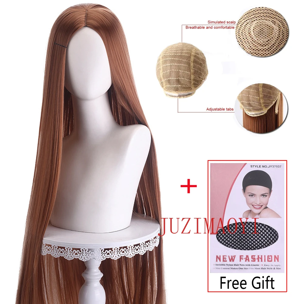 طويل مستقيم شعر مستعار تأثيري 100 سنتيمتر مركز فراق المركزي سبليت أشقر وردي أحمر أرجواني مقاومة للحرارة الاصطناعية خصلات الشعر المستعار #1