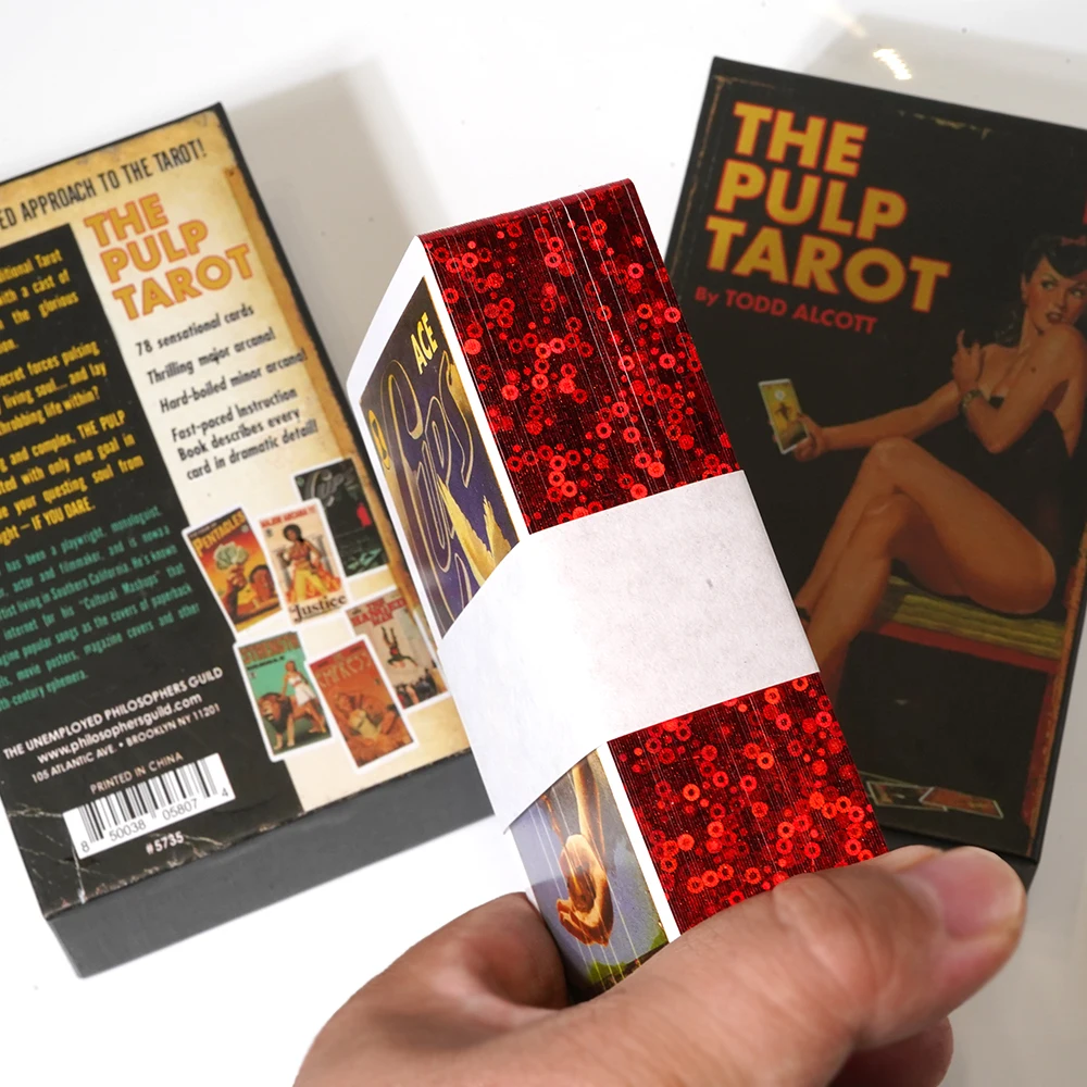 Hardcover The Pulp Tarot Card Deck Gilt Edge 78 Cards with Booklet Gilt Edge 12x7cm Standard Size