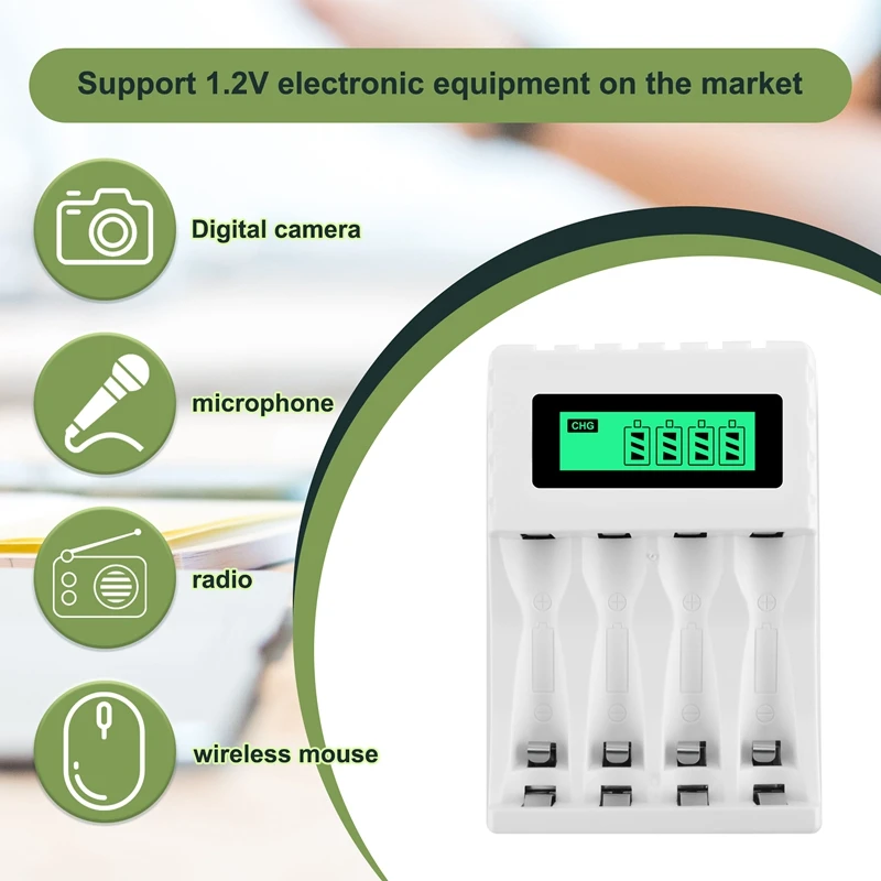 Well-Smart Intelligent LCD Display Battery Charger With 4 Slots For AA/AAA Nicd Nimh Rechargeable Batteries Nimh AA Charger