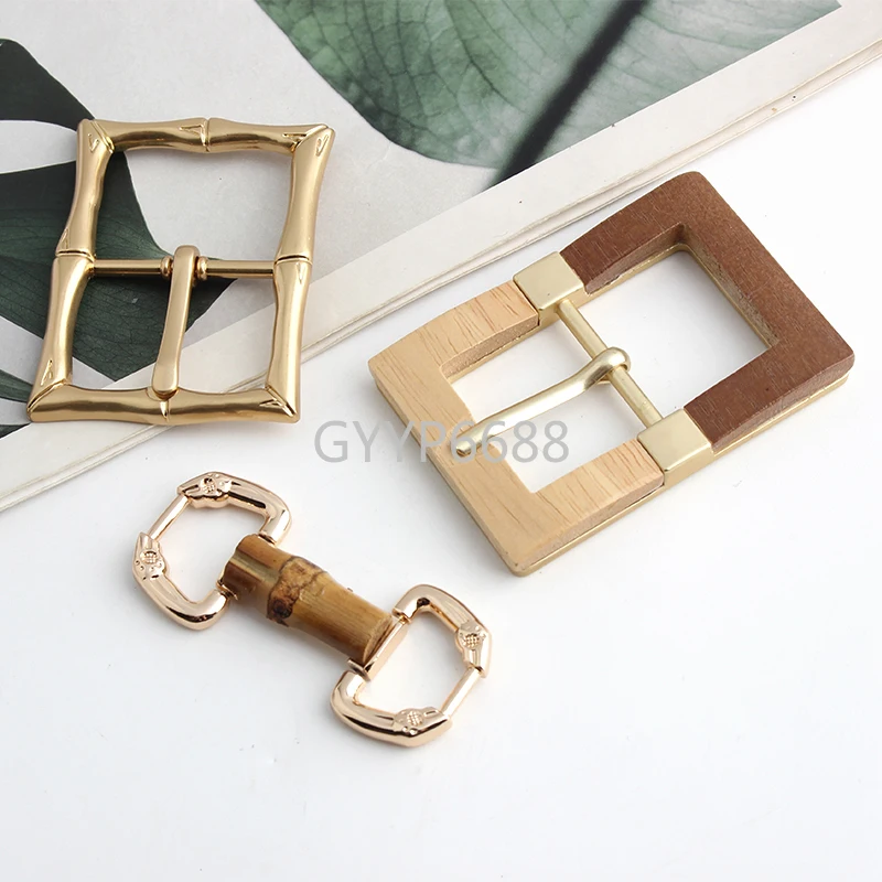 2-10-30PCS Natural Bamboo Root Metal Connector Hanger For Bags Handbag Shoes Shoudler Belt Pin Buckle Decorative Accessories