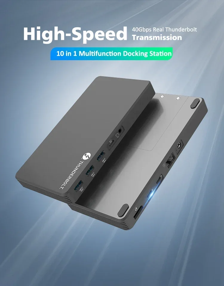 2025 10 in 1 Multiport Aluminium Thunderbolt3 Docking USB4.0 Hub Station+PCIe NVME M.2 SSD Case thunderbolt  3 dock