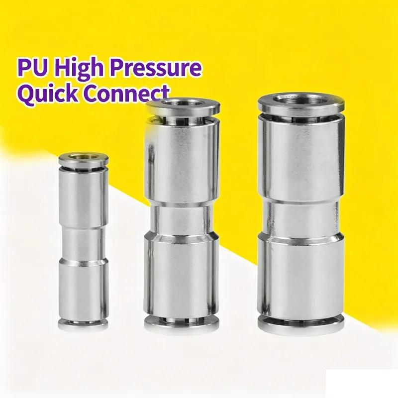 PU PG Pneumatic Quick Connector Straight Through Variable Diameter All Copper Nickel Plated Gas Pipe Connector 6 8 10 12 14 16mm