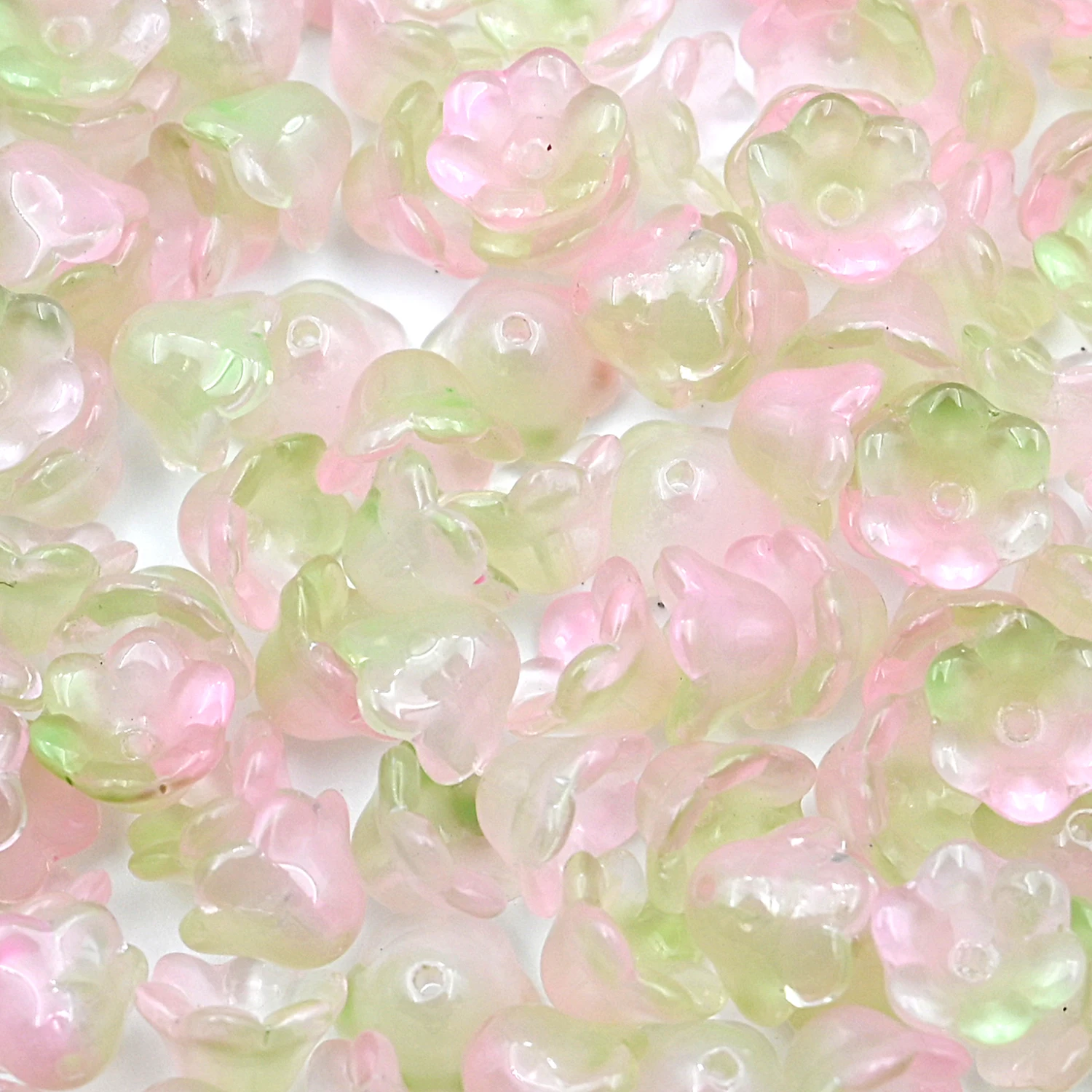 Gradient Pink Green Petunia Crystal Lampwork Beads For Needlework Diy Jewelry Making Handmade Bracelets Necklaces Accessories