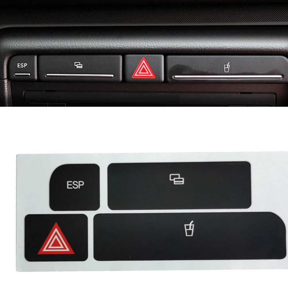 For Audi A4 2004-2006 Emergency/Double Blinker Button Cup Holder Button Repair Sticker Car Flash Switch Button Cover